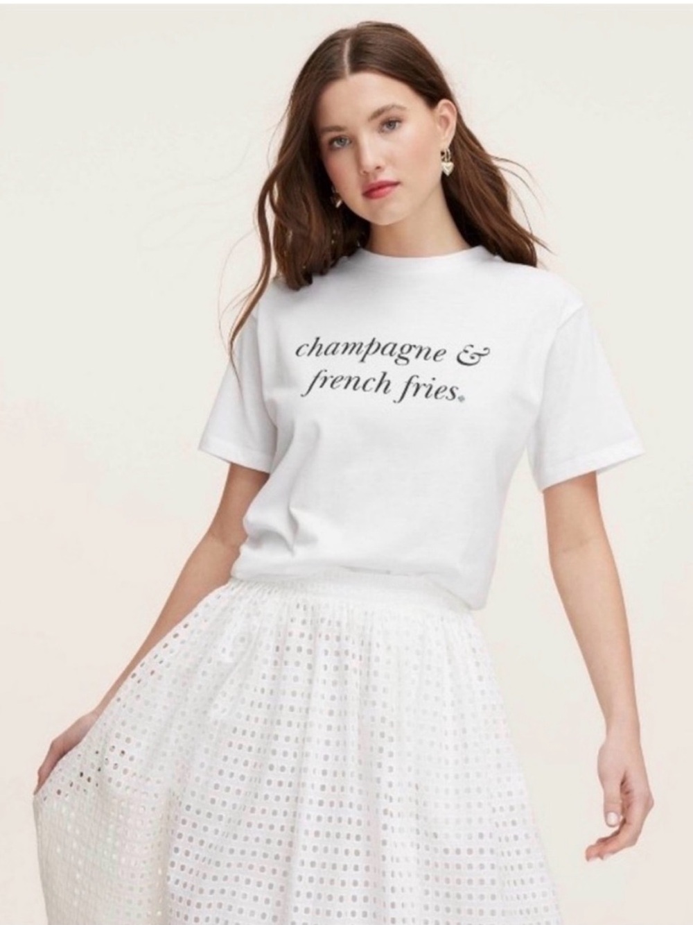 kate spade x target white 'champagne & french fries' Short Sleeve Tee